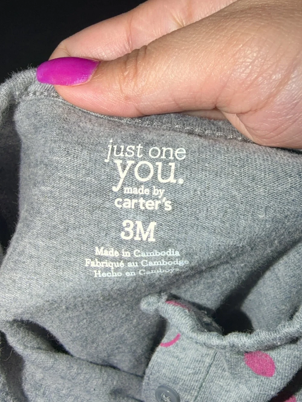 Carter's Gray Romper with Pink Cherry Print